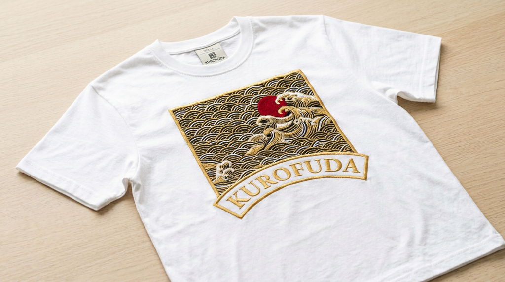 KUROFUDA Seigaiha Wave Embroidered Tee