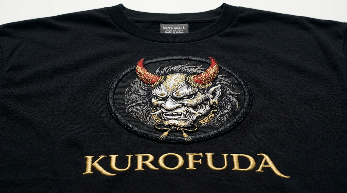 KUROFUDA Oni Mask Embroidered Tee