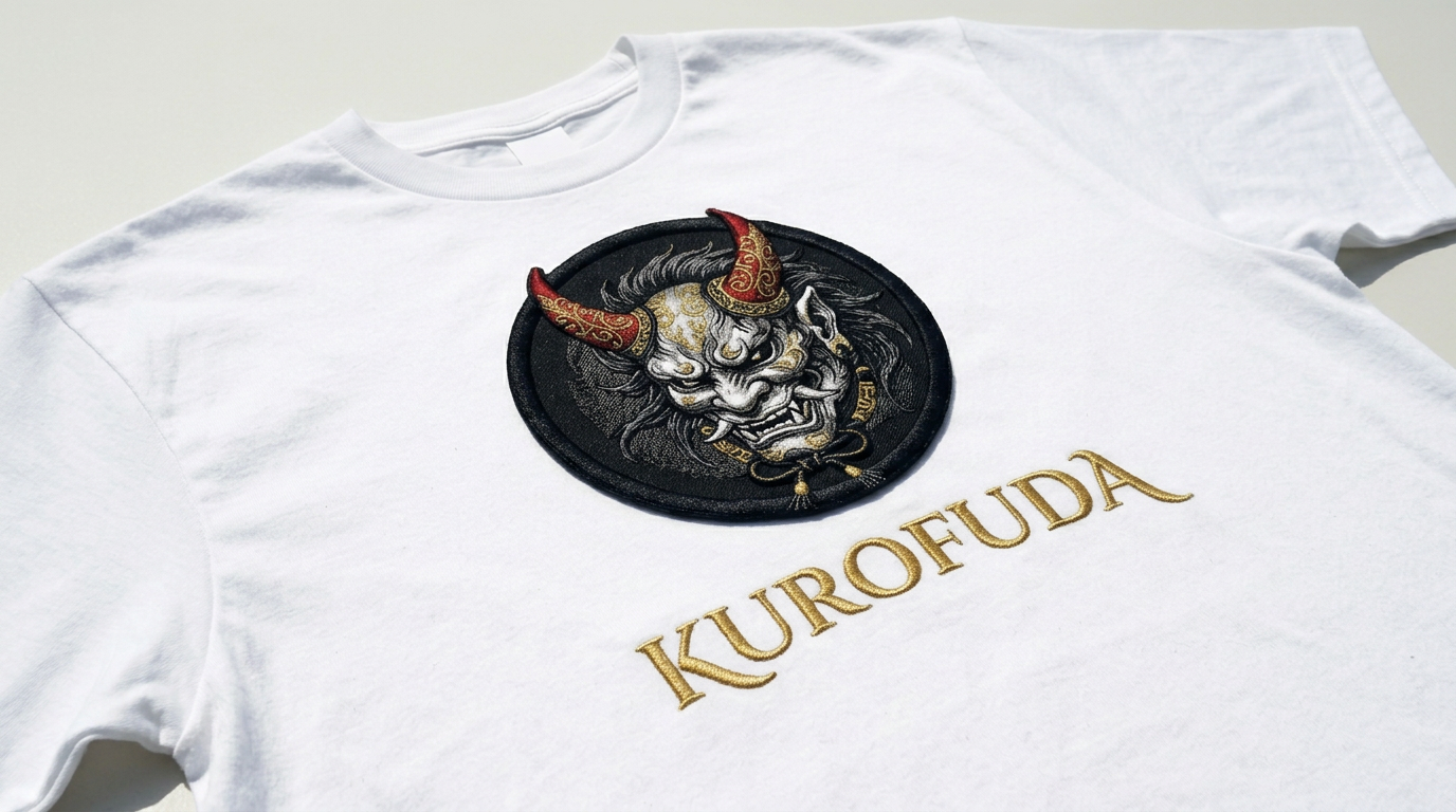 KUROFUDA Oni Mask Embroidered Tee