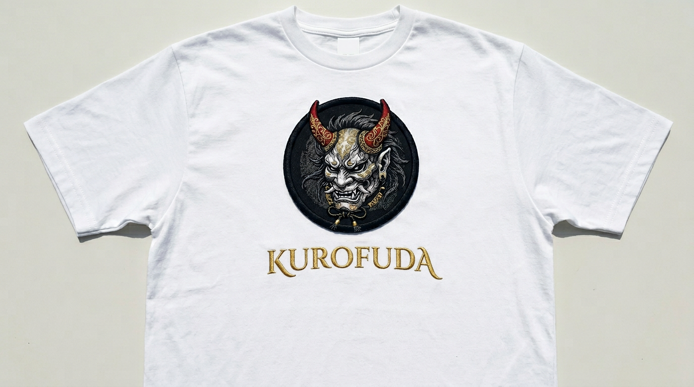 KUROFUDA Oni Mask Embroidered Tee