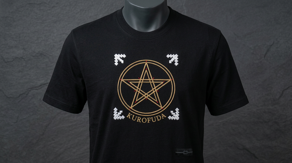 KUROFUDA Gobosei Pentagram Embroidered Tee
