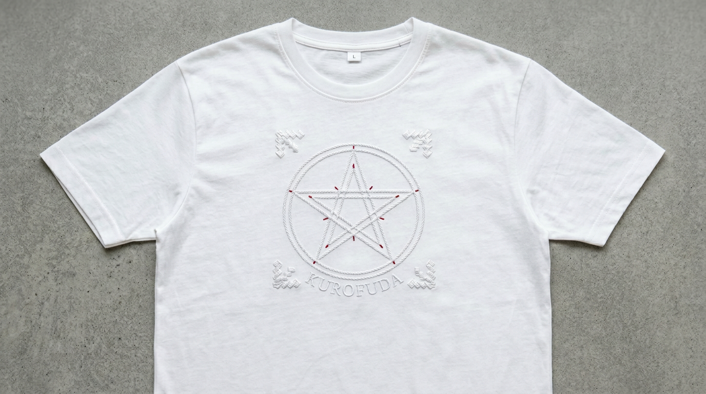 KUROFUDA Gobosei Pentagram Embroidered Tee