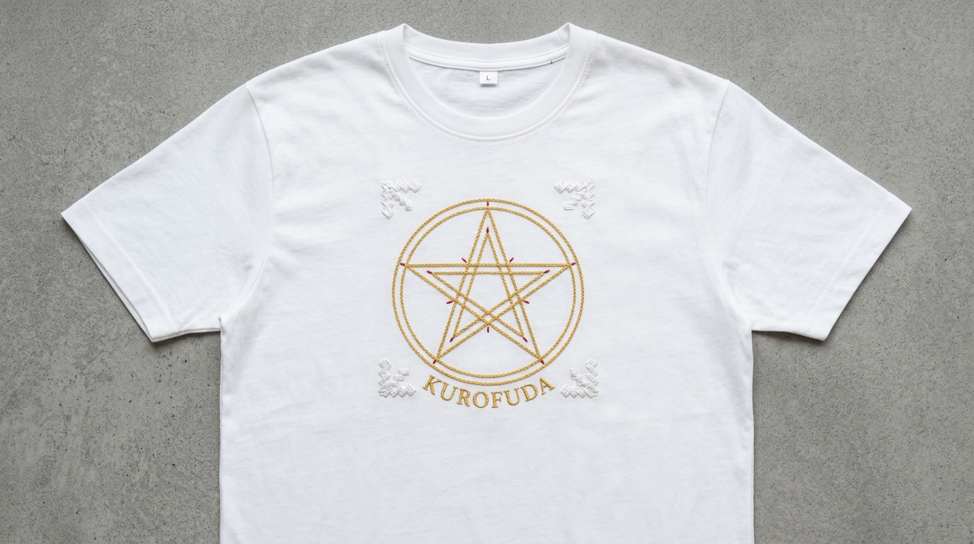 KUROFUDA Gobosei Pentagram Embroidered Tee